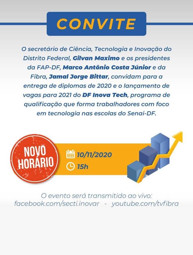 Secti, FAP-DF e Senai-DF apresentam resultados do DF Inova Tech e lançam inscrições para 2021