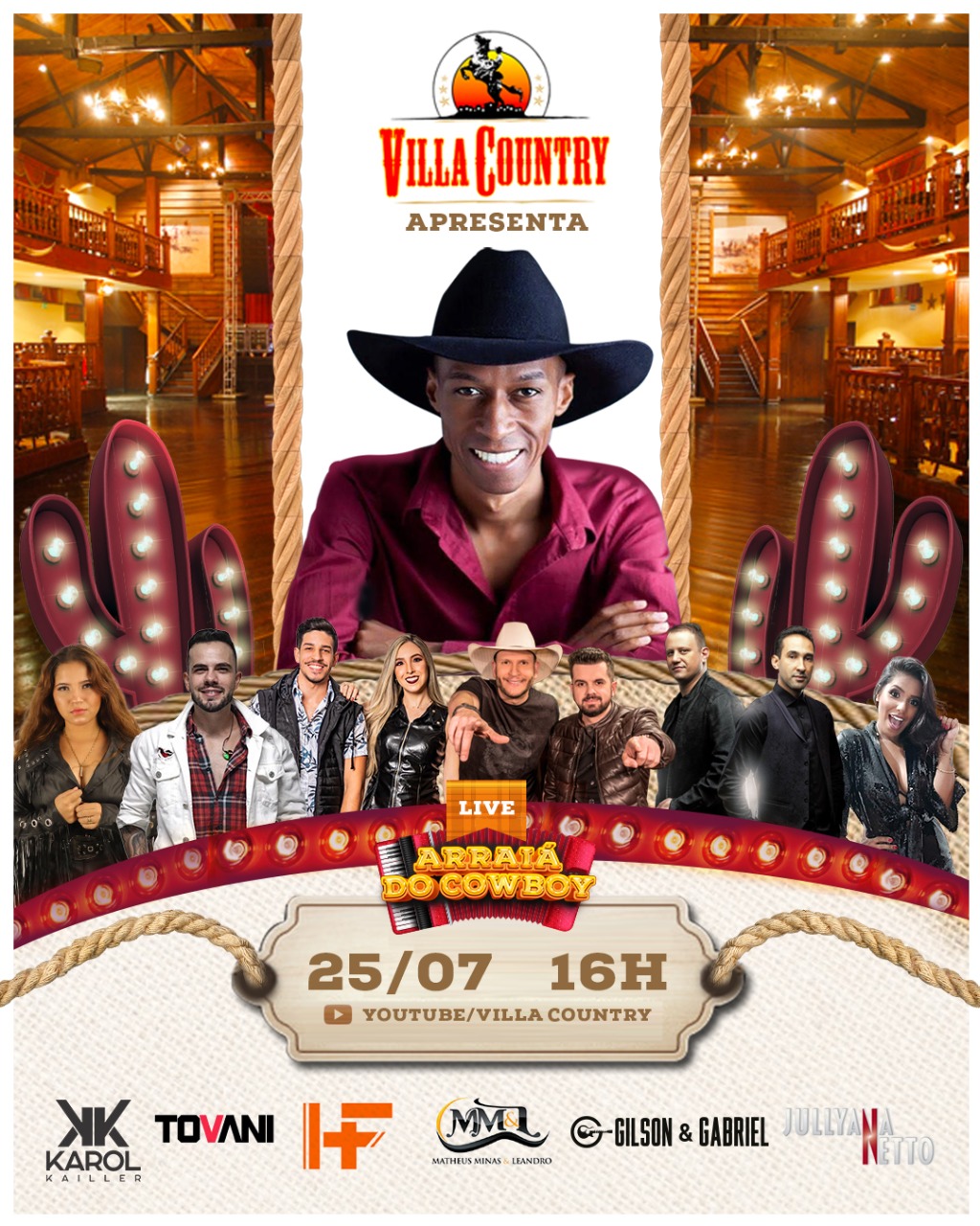 Villa Country apresenta Live Arraiá do Cowboy sob comando de Everton Neguinho