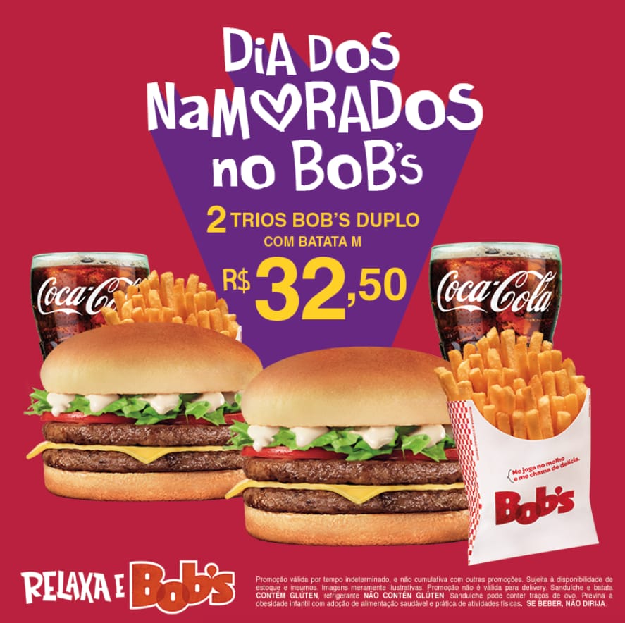 Dia dos Namorados terá promoção no Bob’s gastronomia