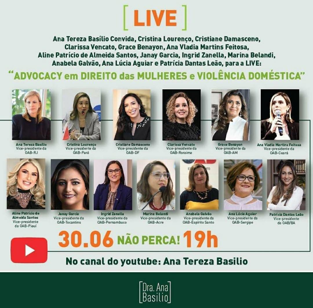 Advogadas de todo o país participam de live sobre Direito das Mulheres e Violência Doméstica Rio de janeiro
