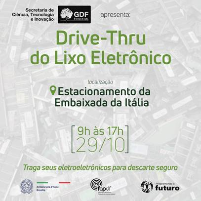 Embaixada da Itália instala Drive Thru para receber descarte de equipamentos eletrônicos Notícias
