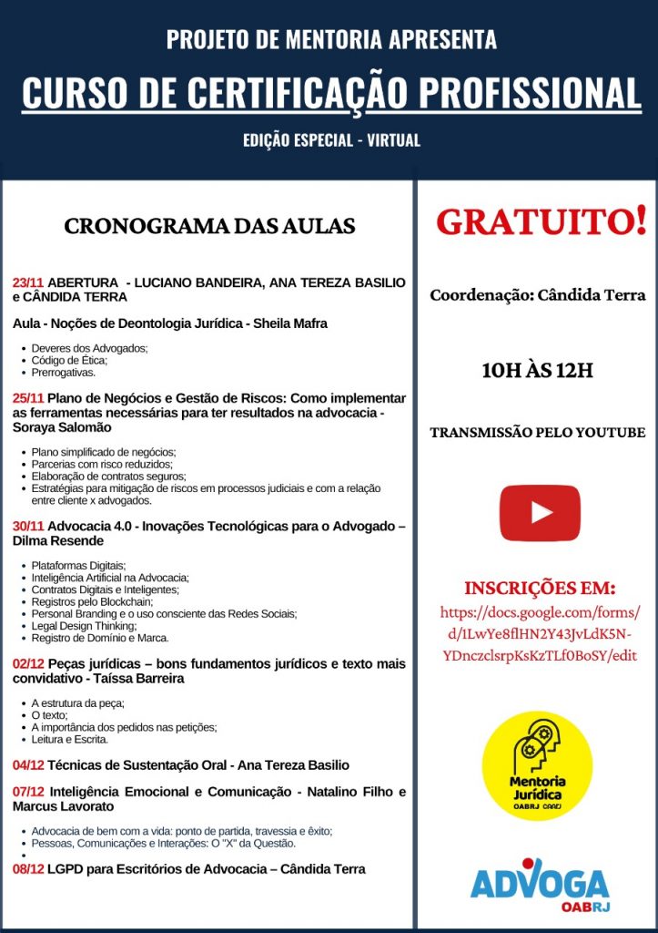 OAB lança nesta segunda edição Revista Eletrônica e Curso Projeto Mentoria