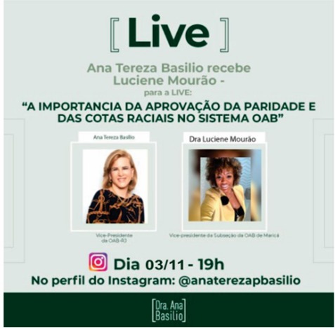 Live sobre cotas raciais, com Ana Tereza Basílio