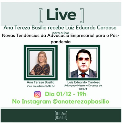 Ana Tereza Basílio receberá o advogado Luiz Eduardo Cardoso