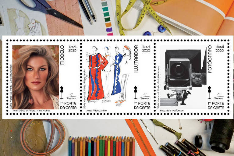 Conheça o ilustrador por trás do novo selo dos correios em homenagem a Gisele Bündchen Notícias