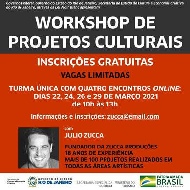 Zucca Produções promove oficinas e workshops gratuitos para aprimorar talentos e criar oportunidades de produzir arte e cultura Artes