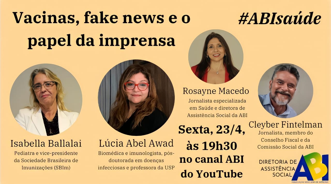 ABI Saúde faz live sobre vacinas, fake news e imprensa