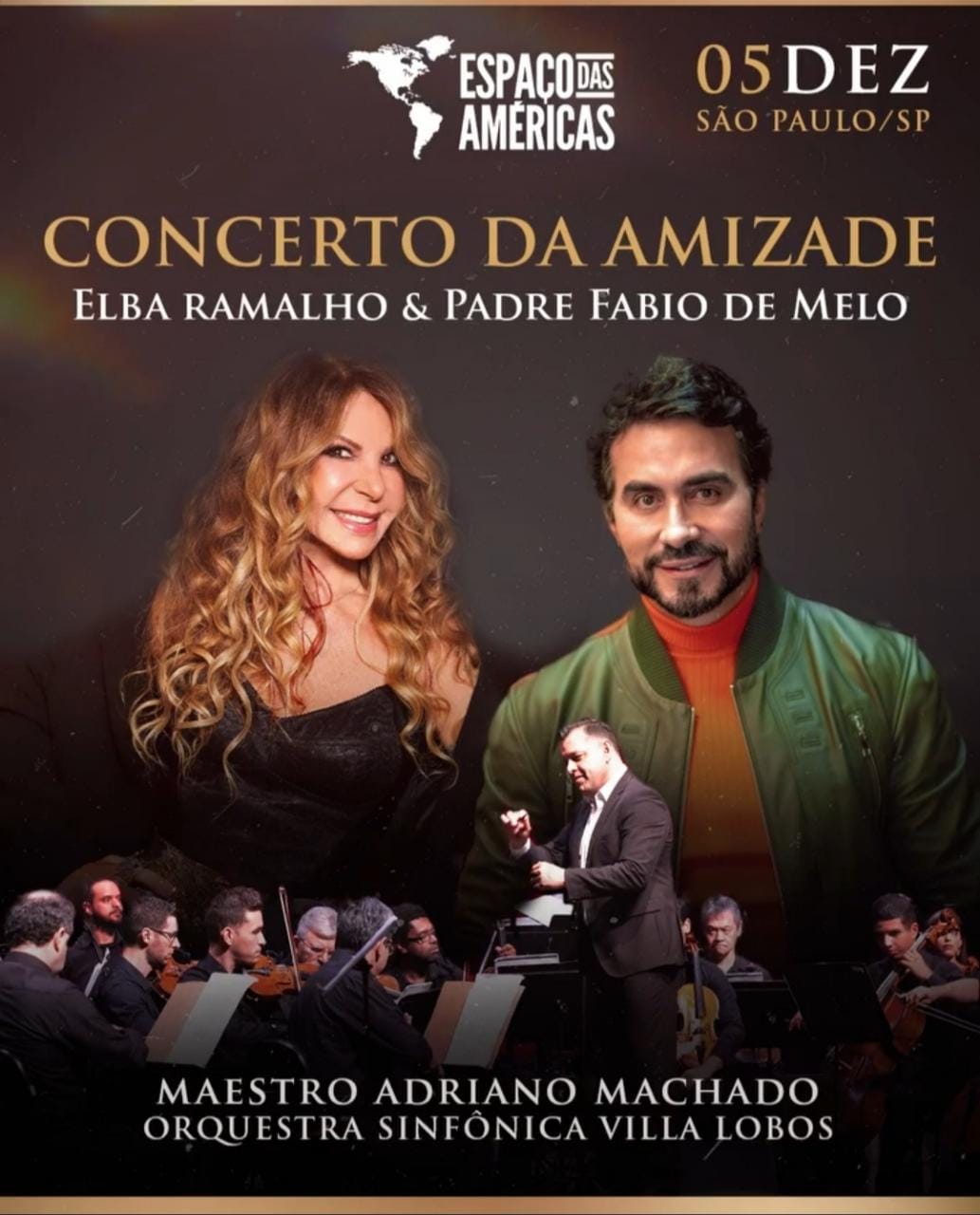 Elba Ramalho, Padre Fábio de Melo e Maestro Adriano Machado juntos, em grande espetáculo, no Espaço das Américas