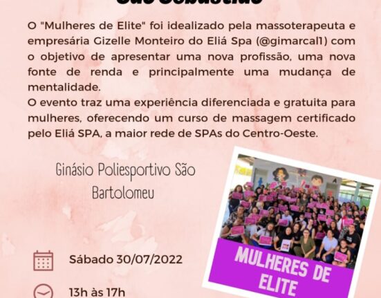 Curso gratuito de massagem “Mulheres de Elite” em São Sebastião