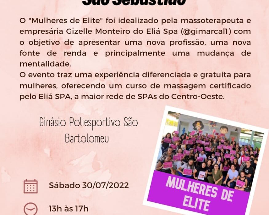 Curso gratuito de massagem “Mulheres de Elite” em São Sebastião