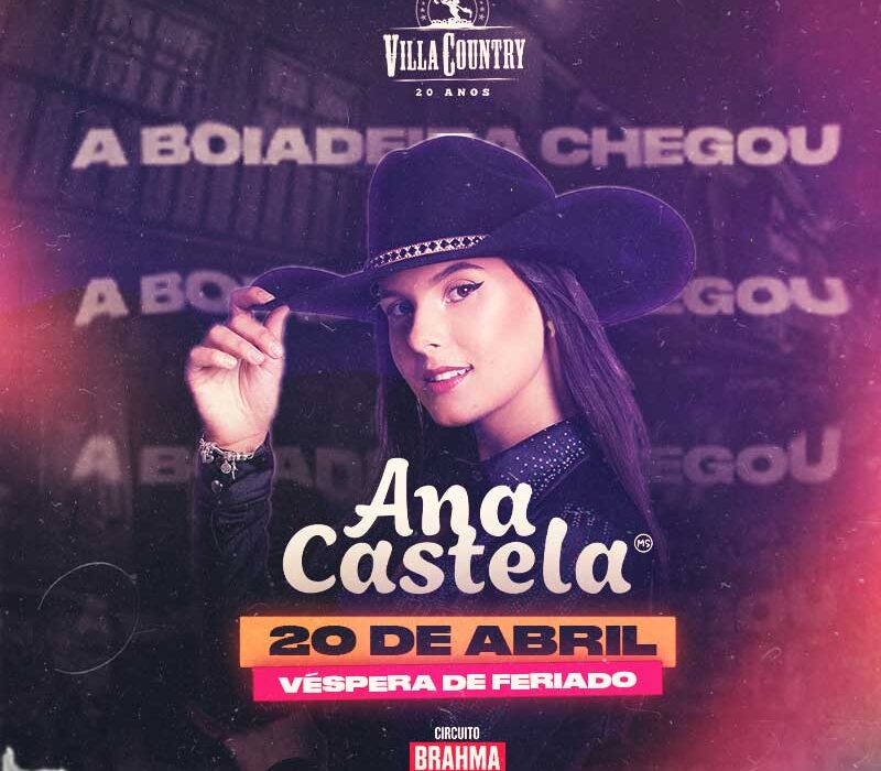 Ana Castela, destaque no sertanejo fará grande noite no Villa Country Música