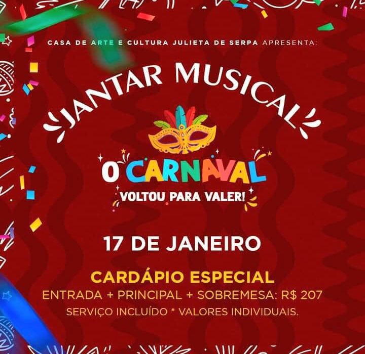 Carnaval no Jantar Musical Colunismo Social