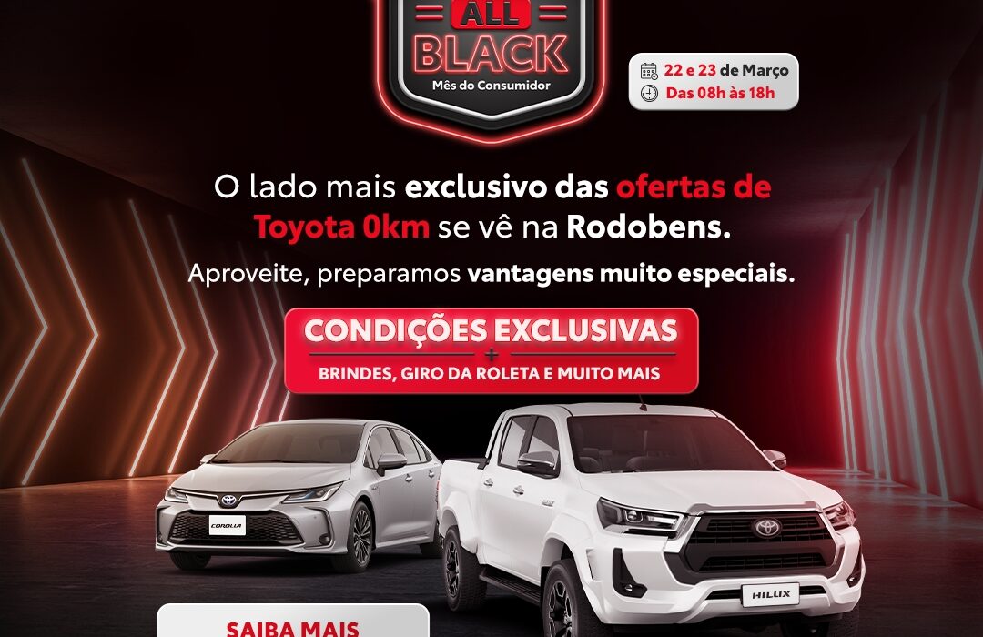 Rodobens realiza Feirão All Black em concessionárias Toyota e Hyundai Geral