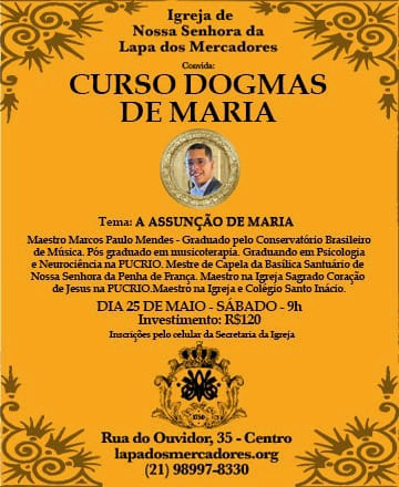 Curso Dogmas de Maria, neste sábado Rio de janeiro
