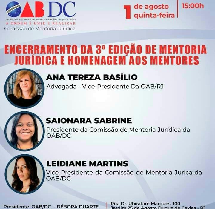 3a Edição de Mentoria Jurídica e Homenagem aos Mentores Rio de janeiro