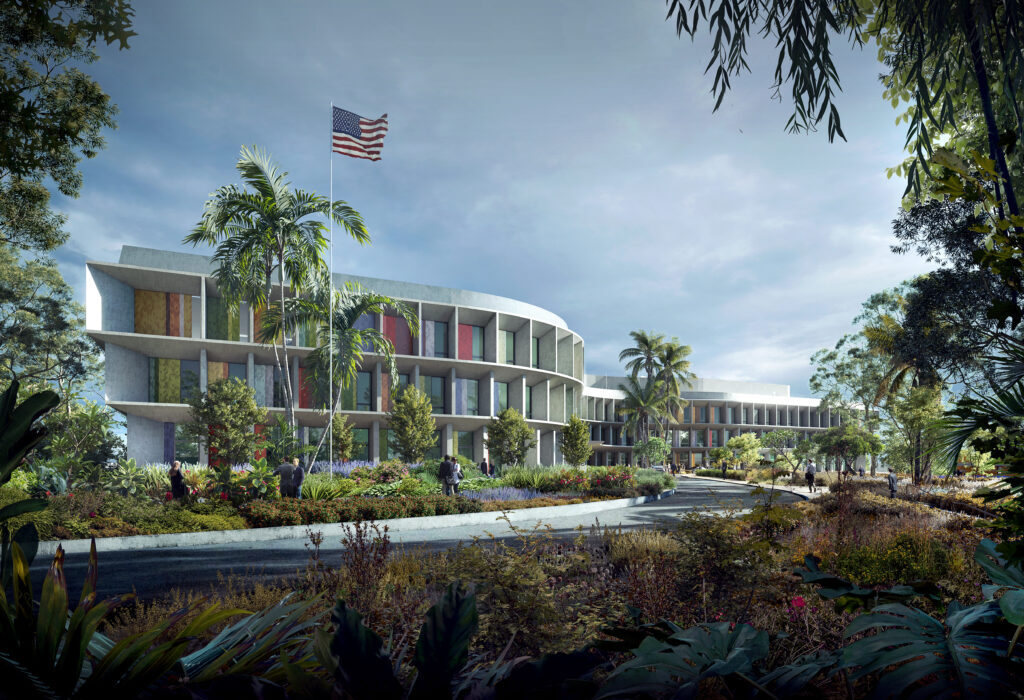 Nova Embaixada dos EUA em Brasília terá um pavimento abaixo do nível da rua, não nove andares subterrâneos Geral