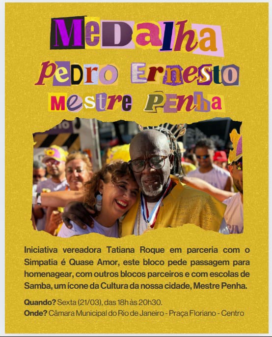 Mestre Penha receberá a Medalha Pedro Ernesto Rio de janeiro