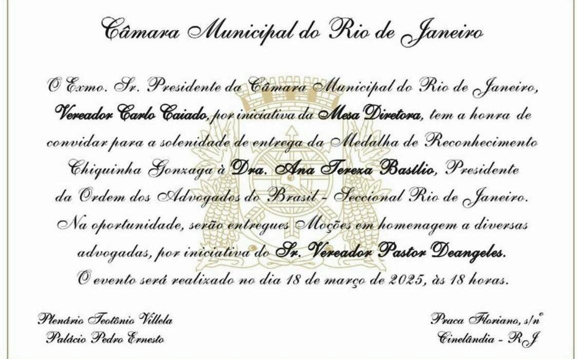 Medalha de Reconhecimento Chiquinha Gonzaga Rio de janeiro