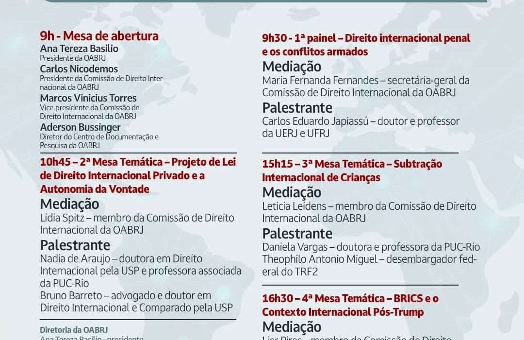 V Seminário Anual da Comissão de Direito Internacional da OAB-RJ Rio de janeiro