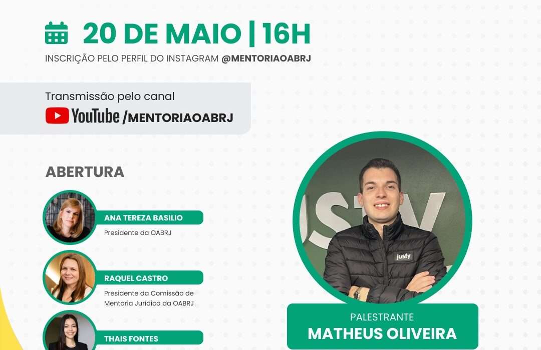 Treinamento gratuito sobre tecnologia e IA jurídica: evento online da Mentoria Jurídica Rio de janeiro