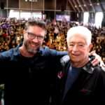 Carlos Lupi, do PDT, e Edinho Silva, do PT, participam do lançamento das pré-candidaturas de Requião Filho e Gleisi Hoffmann, no Paraná Rio de janeiro